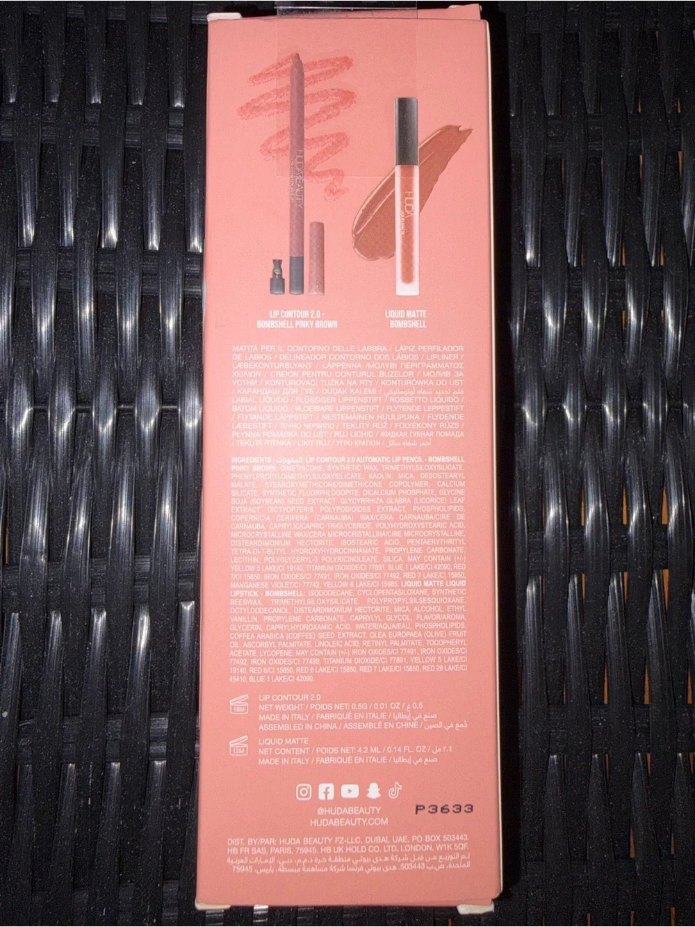 HUDA BEAUTY Bombshell Lip Duo - Peach & Nude Pinks